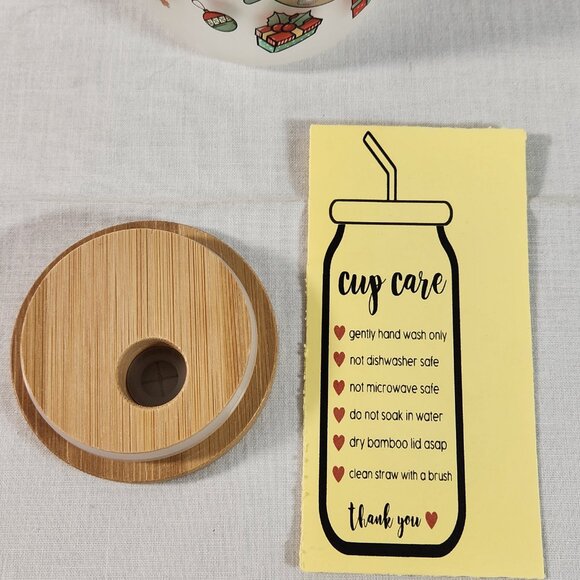 Christmas Winnie The Pooh Frosted Glass Tumbler 6 Inches New With Tags Fast Ship - Picture 10 of 14